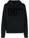 Ugg Rey Fuzzy Logo Pullover Hoodie In Schwarz