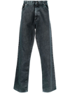 Vtmnts Acid Wash Cotton Denim Straight Jeans In Blau