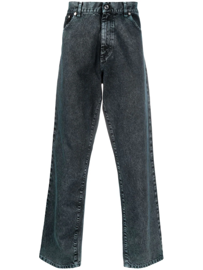 Vtmnts Acid Wash Cotton Denim Straight Jeans In Multi-colored