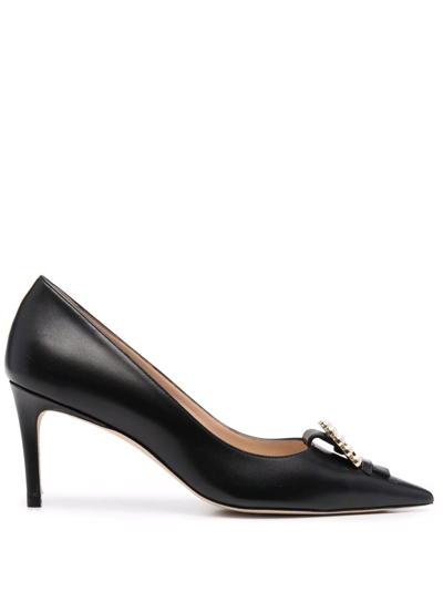 Stuart Weitzman Pearl Buckle 75mm Pumps In Schwarz