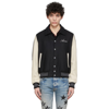 Amiri Black & Off-white Bones Varsity Jacket In Black / Alabaster