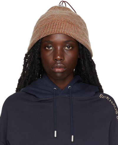 Eckhaus Latta Grey & Orange Stop Beanie In Carnelian