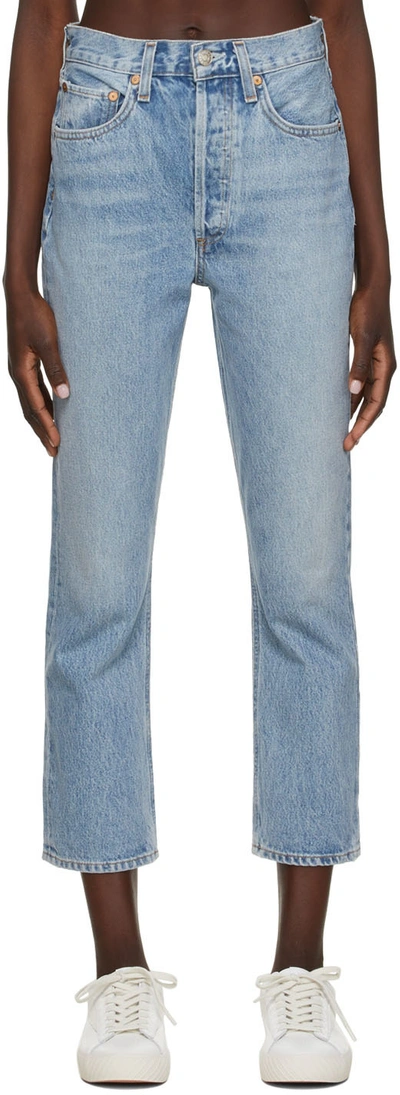 Agolde Riley Cropped High-rise Straight-leg Organic Jeans In Blue