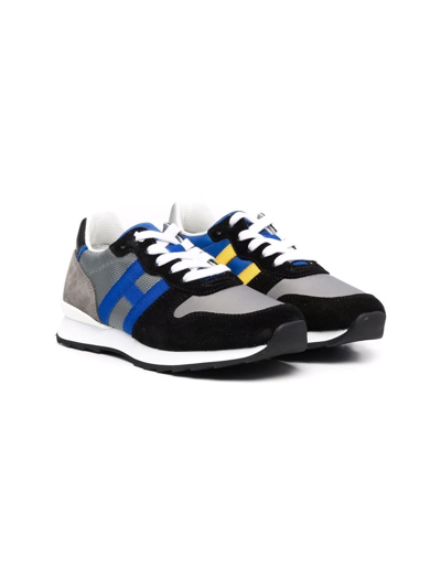 Hogan Kids' Colour-block Panelled Trainers In Black