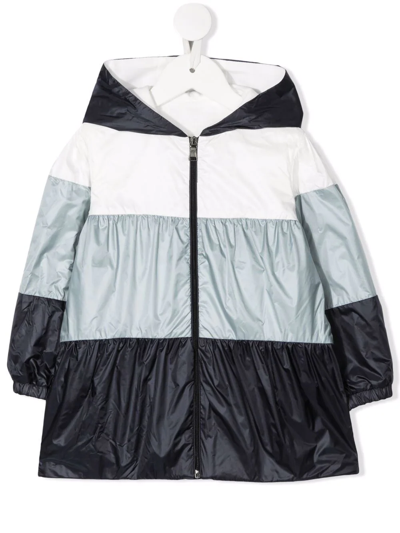 Moncler Babies' Striped Hooded Raincoat In Blue