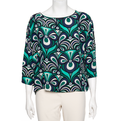 Pre-owned M Missoni Multicolor Printed Silk Crew Neck Top S