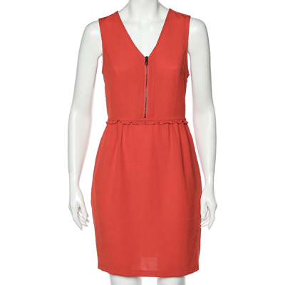 Pre-owned Burberry Dark Orange Twill Sleeveless Mini Dress S