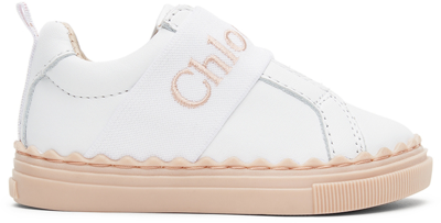 Chloé Baby White Leather Lauren Trainers In Bianco Sporco