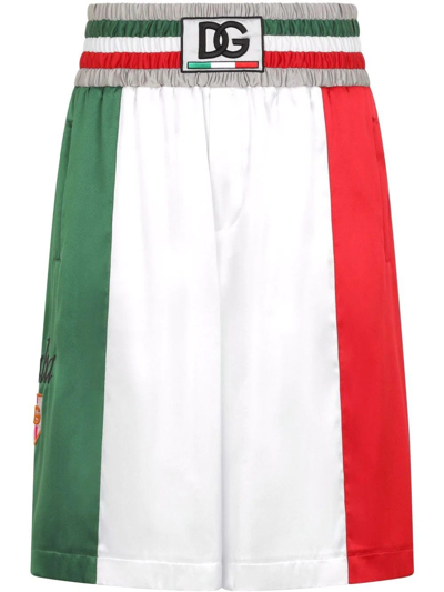 Dolce & Gabbana Italia 拼色及膝短裤 In White