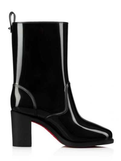 Christian Louboutin Loubirain Calf-high Rain Boots In Black