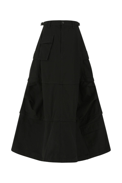 Balenciaga Black Maxi Flared Skirt