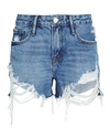 Frame Women's Le Grand Garçon Distressed Shorts In Denim