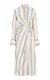 Jonathan Simkhai Marge Heavy Cotton Midi Dress In Nougat Stripe In White