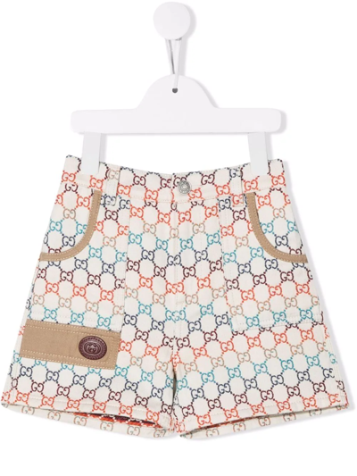 Gucci Kids' Gg Jacquard Tailored Shorts In Ivory