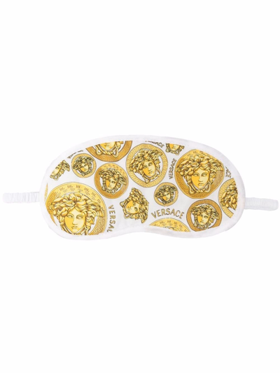 Versace Medua Amplified棉质眼罩 In White,gold