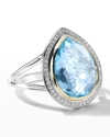 Ippolita 18k Yellow Gold & Sterling Silver Chimera Rock Candy Blue Topaz & Diamond Halo Ring In Blue Topaz