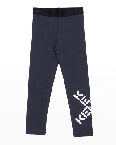 Kenzo Kids' Girl's Big X Logo Leggings In 082-charcoal Grey