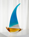 Dale Tiffany Kona Art Glass Boat Sculpture - 6.75" X 2.75" X 10.25"