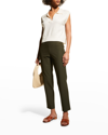Eileen Fisher Washable Stretch Crepe Slim Ankle Pants In Seaweed