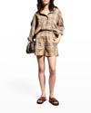 Burberry Marsett Icon Striped Silk Shorts In Archive Beige Ip