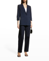 Cinq À Sept Khloe Ruched Sleeve Blazer In Navy