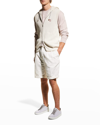 Brunello Cucinelli Men Garment-dyed Bermuda Shorts In Twisted Cotton Gabardine In C5797 Off White
