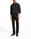 Saint Laurent Men's Rive Gauche Jersey Hoodie In Nero