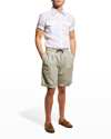 Brunello Cucinelli Straight-leg Linen And Cotton-blend Drawstring Bermuda Shorts In Khaki