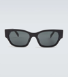 Celine Rectangular Acetate Sunglasses In Shiny Black  / Smoke