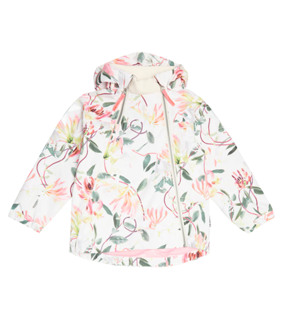 Molo Kids' Hopla Floral Hooded Jacket In Cream