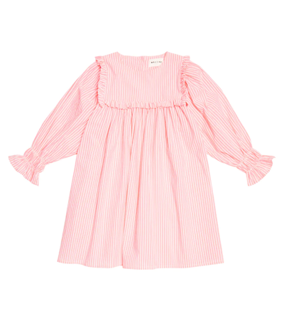 Morley Kids' Paige Striped Ruffled Cotton Dress In Candy