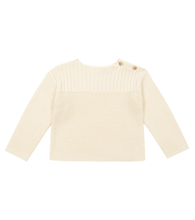 Bonpoint Kids' Amiral羊毛与棉质毛衣 In Beige