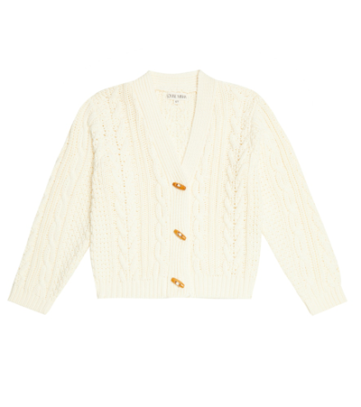 Louise Misha Kids' Kamel Cotton Cable-knit Cardigan In Cream