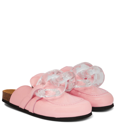 Jw Anderson 15mm Embellished Patent Leather Mules In Pink