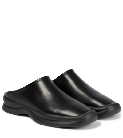 The Row Town Backless Leather Clogs In Black