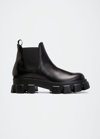 Prada Moonlith Brushed Leather Chelsea Boots In Nero