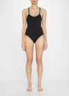 Platinum Inspired By Solange Ferrarini Tank One-piece Swimsuit In Mid Silver