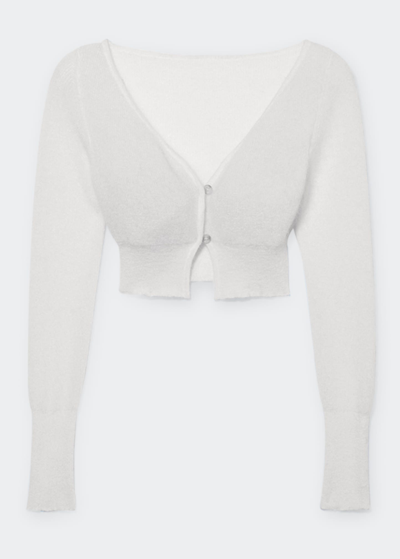 Jacquemus Alzou Crop Cardigan In Light Grey