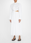Simkhai Fraya Chain-embellished Cutout Plissé Cotton-blend Midi Dress In White