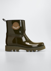 Moncler Ginette Waterproof Rubber Rain Boots In Olive