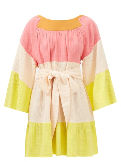 Anaak Talitha Colour-block Crinkle-cotton Dress In Multi