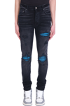 Amiri Mx1 Cracked Paint Skinny Jeans In Black