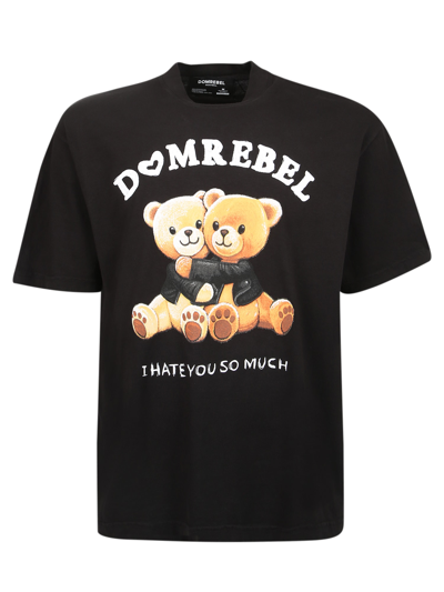 Domrebel Teddy Bear-print Short-sleeved T-shirt In Black