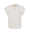 Woolrich Fluid Stripe Shirt Tunic Bianco-beige Linen Woman In White Stripe