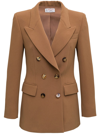 ALBERTO BIANI DOUBLE-BRASTED JACKET IN CAMEL CADY