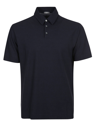 Zanone Short-sleeved Cotton Polo Shirt In Blue