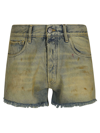 Maison Margiela Blue Raw Edge Denim Shorts In Dirty Wash