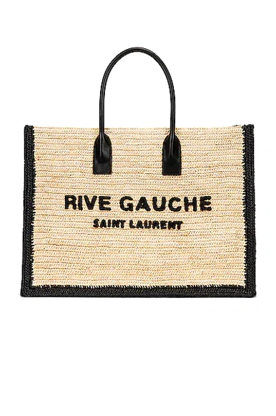 RIVE GAUCHE TOTE BAG 38 IN LIGHT YELLOW RAFFIA