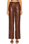 Simkhai Women's Dasha Vegan Leather Straight-leg Pants In Mahogany