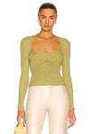 Jonathan Simkhai Alexia Cut-out Sweetheart Rib Knit Top In Moss & Lime
